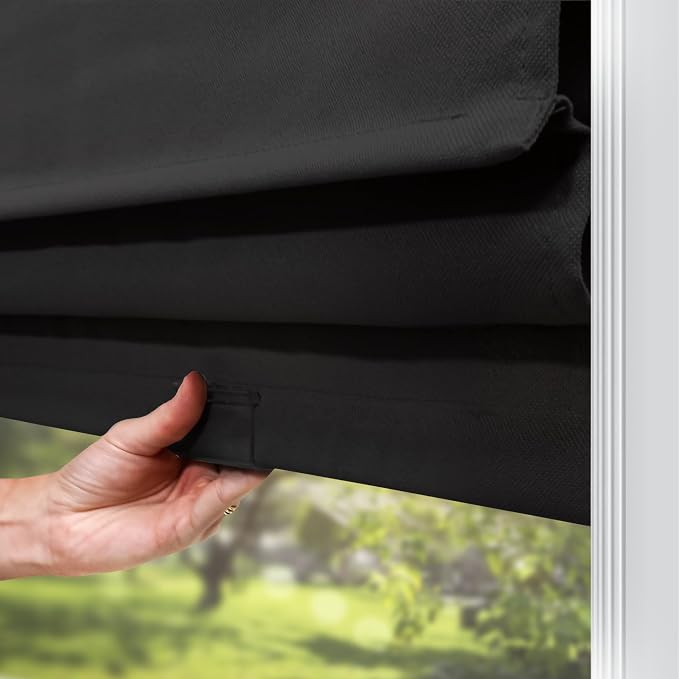 Chicology Cordless Roman Window Shade, Ridgewood Grey, 33" W x 72" H | Cordless Child-Safe, Room Darkening UV, Inside/Outside Mount, True-to-Size No Cut, Rich Textured Fabric, Spot-Clean Care Only