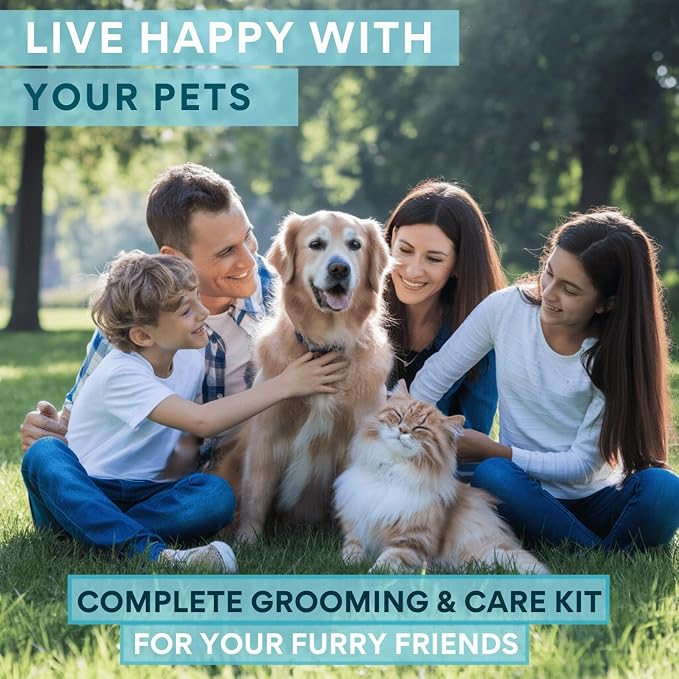 8PCs Dog Grooming Kit - Dog Shampoo Brush | Washing Gloves | Adjustable Dog Bath Brush | Dog Paw Cleaner | 2X Toothbrush | Dog Scrubber For Bath & Massage - Grooming & Bath Supplies for Dogs and Cats