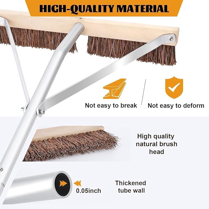 Leaf Roof Brush and Roof Rake, Adjustable Length Roof Cleaning Tool, Remove Roof Leaves Safely, with Natural Brush Head, Lightweight, Easy to Use & Store (21 ft)