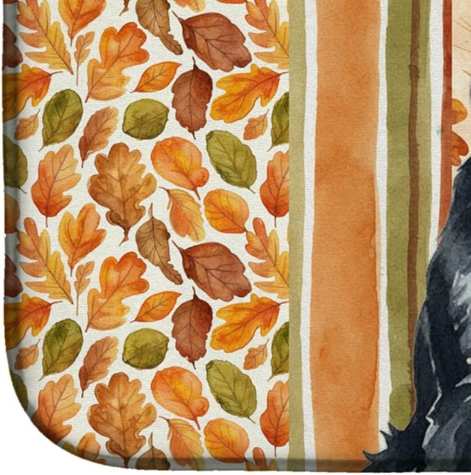Caroline's Treasures Standard Schnauzer Heirloom Fall Dish Drying Mat Absorbent Dish Drying Mat Pad for Kitchen Counter Dish Drainer Mat for Countertop, 14 x 21", Multicolor