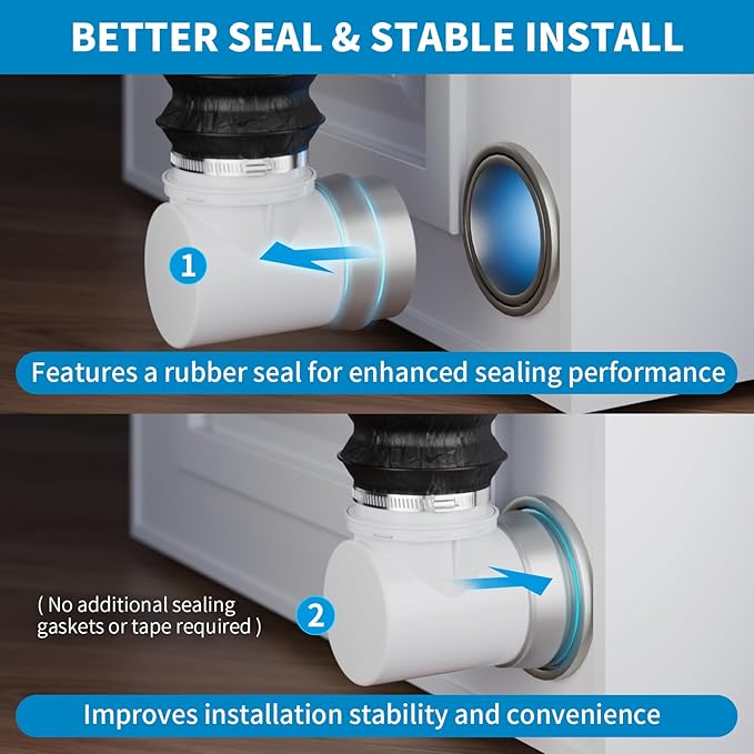 Hon&Guan Dryer Vent Hose for Tight Space 4 Inch, 8Ft Aluminum Exhaust Duct Hose with Dryer 90 Degree Elbow & Rubber Seal Connectors, Crush Proof Space-Saving Dryer Vent Hose for Clothes Dryer