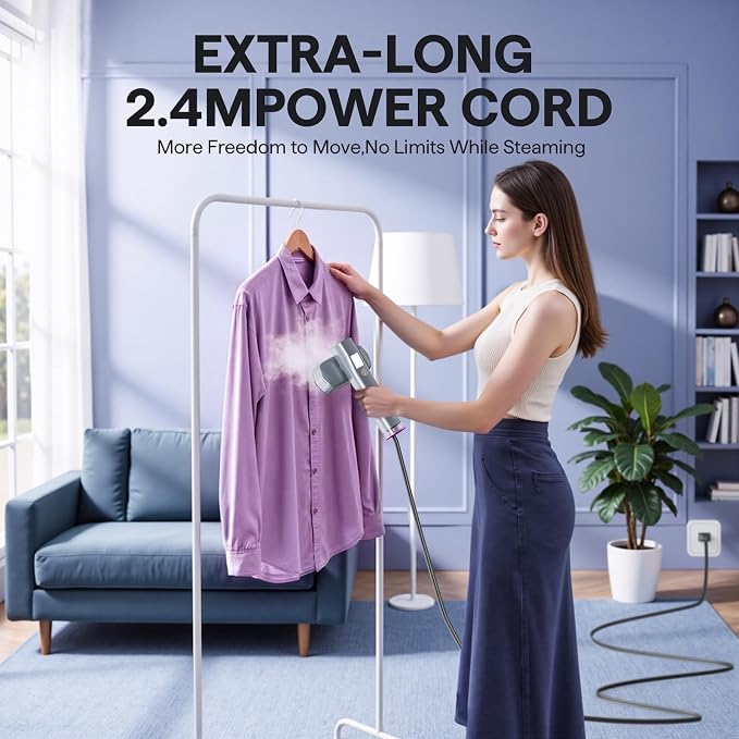 Steamer for Clothes, Handheld and Portable with 15-Second Heat-Up, 2-in-1 Steamer & Iron with Smart Touch Operation and 4 Modes, Suitable for All Fabrics, Ideal for Home & Travel
