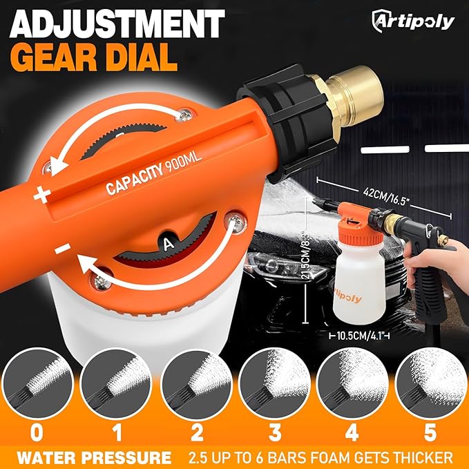 ARTIPOLY Premium Shammy Towel & Car Wash Foam Gun + Microfiber Wash Mitt