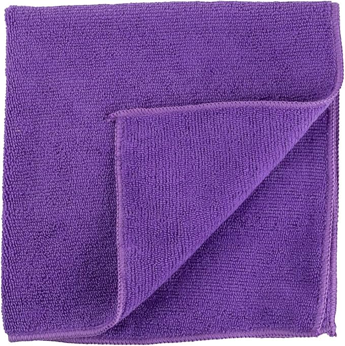 Restaurantware Clean Tek Professional 16 x 16 Inch Cleaning Cloths 100 Lint Free Microfiber Towels - Highly Absorbent Non Abrasive Purple Microfiber Cleaning Rags Reusable For All Purpose Use