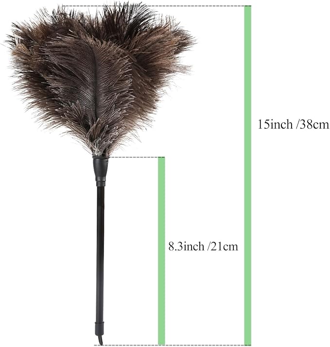 Ostrich Feather Duster 15Inch Natural Fluffy Handheld Feather Dusters for Cleaning Keyboard Home Car Office (3PCS)