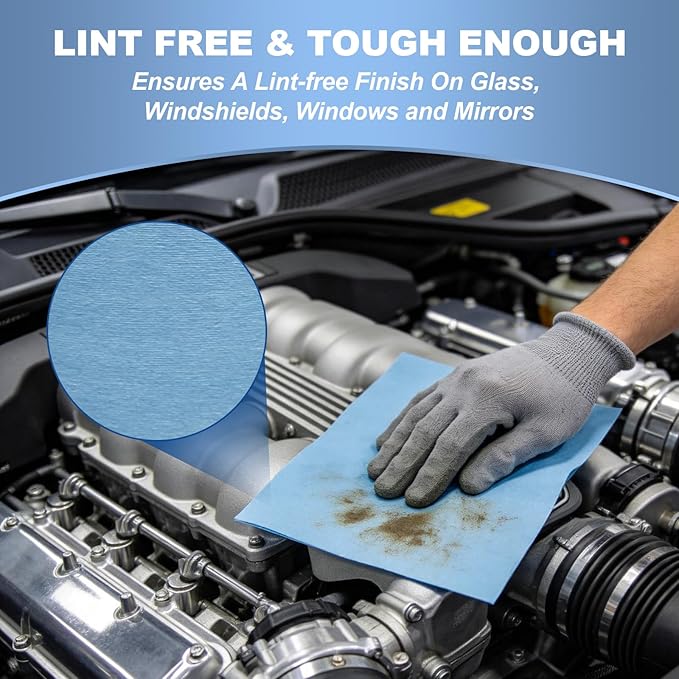 Multi-purpose Industrial Cleanroom Wipes (15"x10", 500 PCS), Lint-Free and Extra Absorbent Heavy Duty Cloths Jumbo Roll, Blue