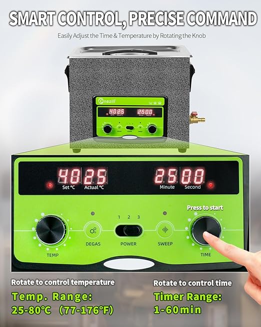 ONEZILI 6L Ultrasonic Cleaner, 180W 40kHz Ultrasonic Parts Cleaner, Adjustable Power, Sweep & Degas for 360°Cavitation Cleaning- Industrial Ultrasonic Cleaning Machine for Hardware & Mechanical Parts