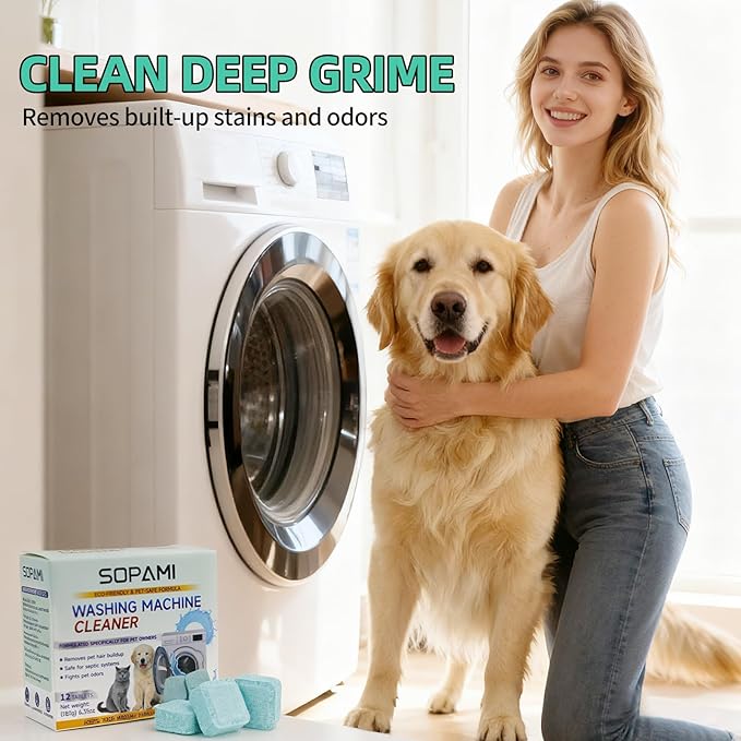 SOPAMI Washing Machine Cleaner Tablets 12-Pack and 12pcs Floor Cleaning Solution Tablet Deep Cleans