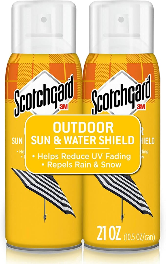 Scotchgard Water & Sun Shield Outdoor Fabric Protector Spray – UV Blocking & Waterproofing Fabric Guard for Patio Furniture, Cushions, Umbrellas, Boat Covers & More, 10.5 oz Aerosol (Pack of 2)
