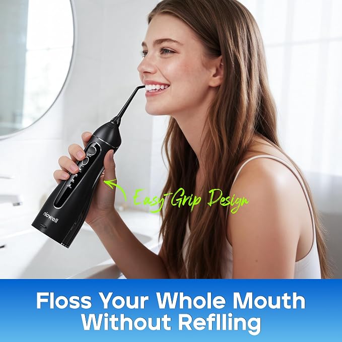 Nicwell Water Dental Flosser for Teeth - 4 Modes & 11 Pressure Settings Cordless Portable Oral Irrigator, IPX7 Waterproof Rechargeable with 5 Tips for Braces Cleaning, Travel, Deep Teeth Cleaning