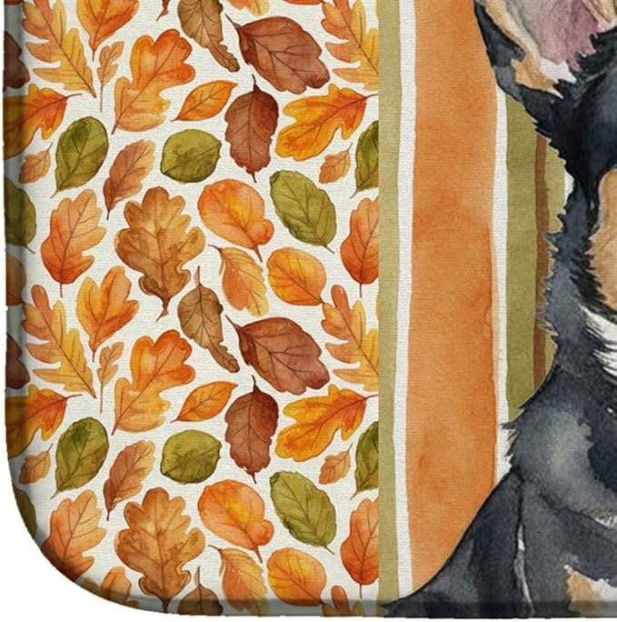 Caroline's Treasures Black and White Cardigan Welsh Corgi Heirloom Fall Dish Drying Mat Absorbent Dish Drying Mat Pad for Kitchen Counter Dish Drainer Mat for Countertop, 14 x 21", Multicolor