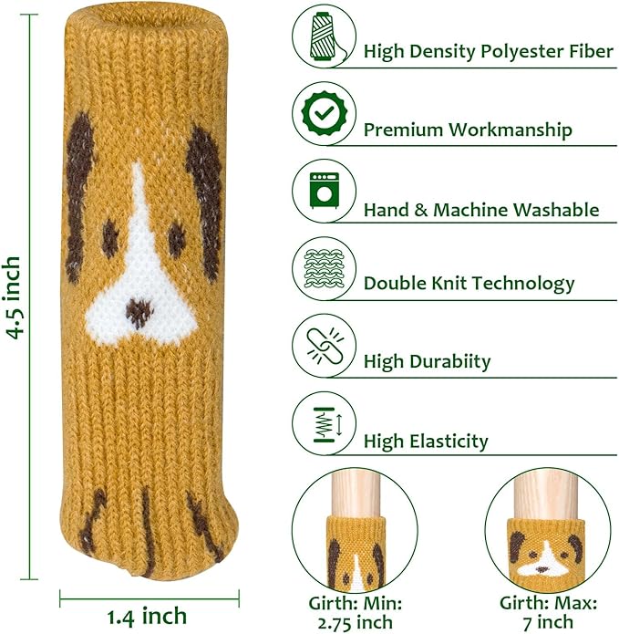 42 PCS Home Essential Bundle: 24 Cute Dog Chair Socks Furniture Pads for Hardwood Floor Protection & 18 Animal Sanding Sponges for Kitchen Scouring and DIY, Anti-Slip Silent Furniture Booties