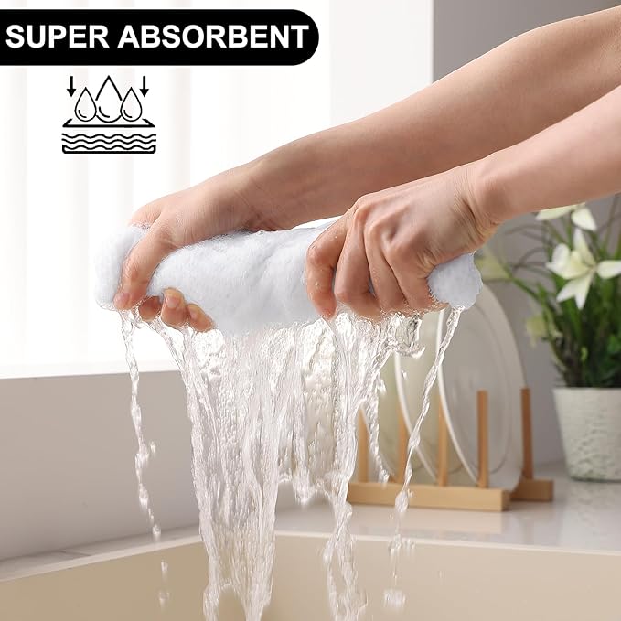 Homaxy Kitchen Towels and Dishcloths Set, 12 x 12 and 13 x 28 Inches, Set of 12 100% Cotton Waffle Weave Kitchen Towels, Super Soft and Absorbent Dish Cloths, White