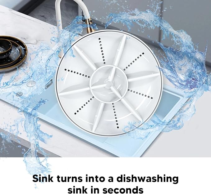 USB Dishwasher, Ultrasonic Dish Washing Machine for Fruit Vegetable, Household Small Dishwasher for Trip, Apartment, Home, Dorm, Kitchen Supply (Blue)