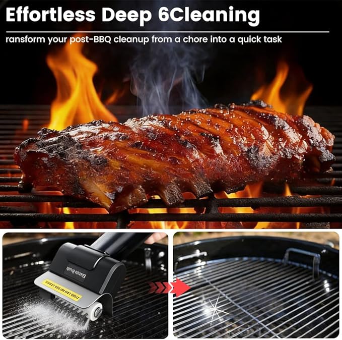 Electric Grill Brush for Outdoor Grill, 700–800 RPM Stainless Steel Bristles, 304 Removable Brush Head, Cordless & Type-C Rechargeable Grill Cleaning Tool for Outdoor BBQ, Griddles and Grates