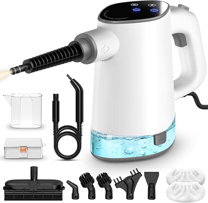 Pressurized Steam Cleaner, Multipurpose Steam Cleaner for Home with 450ML Detachable Tank and Safety Lock,Steamer for Cleaning Floor, Upholstery, Grout,Car,Bathroom and Kitchen