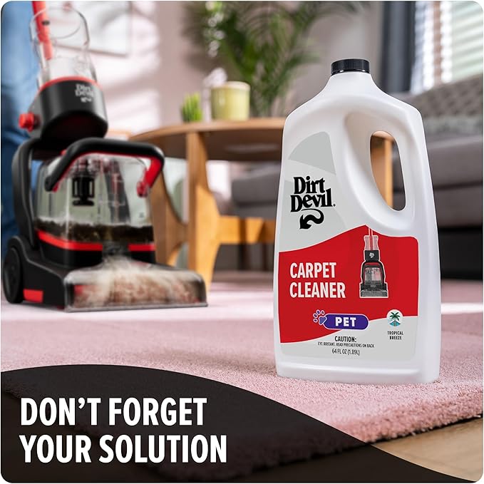 Dirt Devil Full Size Carpet Cleaner Machine for Carpet and Upholstery, Deep Cleaning Carpet Shampooer Machine with Two Cleaning Modes, Pair with Dirt Devil Carpet Cleaner Solution