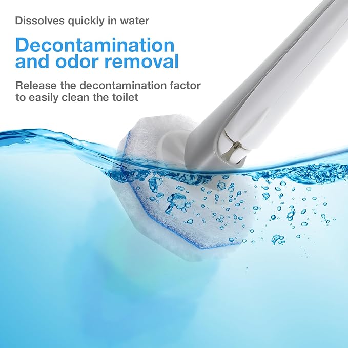 Disposable Toilet Wand Refills 50 Count, Pre-Loaded Cleaning Pads with Fresh Scent, Compatible with Clorox ToiletWand for Home RV Bathroom Cleaning