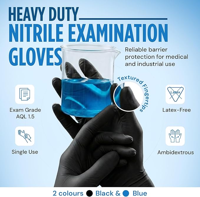 Nitrile Exam Gloves, Latex-Free Powder-Free Non-Sterile Disposable Gloves, For Medical, Cleaning, And Kitchen Prep