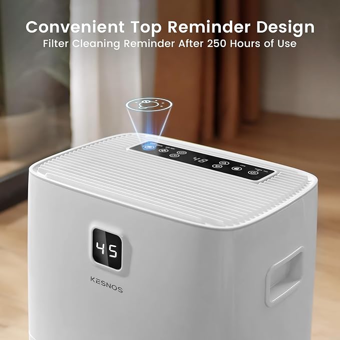 Kesnos 150 Pints Dehumidifier for Basement, Commercial and Industrial Large Room, 2.11 Gal Water Tank with Drain Hose, Ideal for Whole Home up to 7,500 Sq. Ft., Front LED Display, Timer