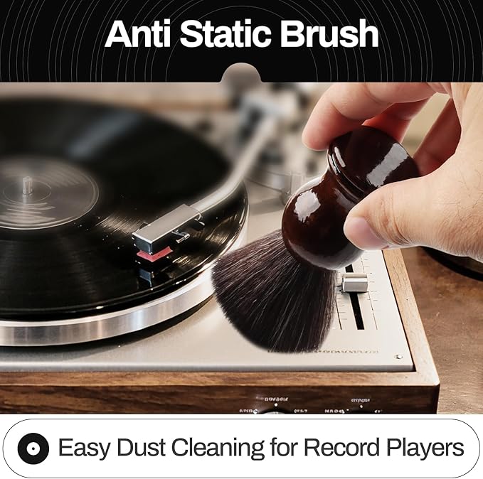 Vinyl Record Cleaning Kit Cleaner Player Cleaning Accessories Album Care Velvet Anti Static Carbon Fiber Stylus Brush Rubber Blower Record Mitts Storage Bag (7-in-1 Vinyl Record Cleaning Kit)