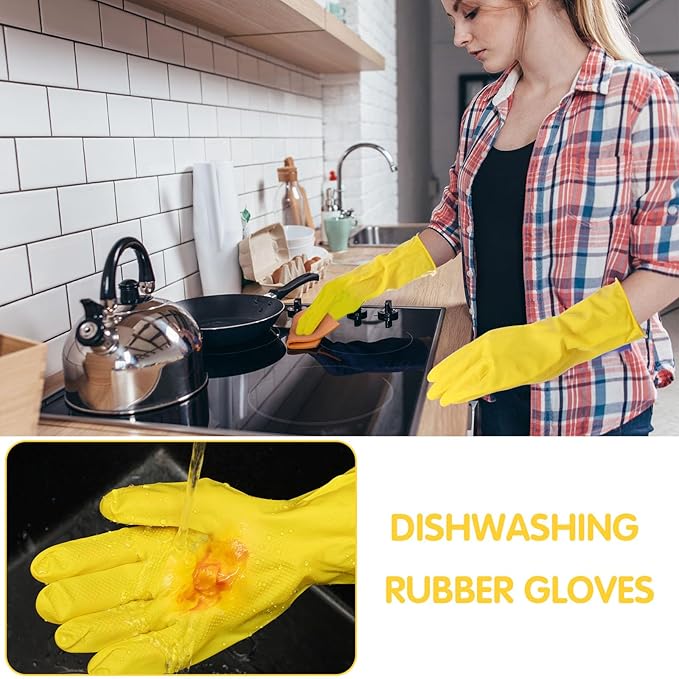 Rubber Reusable Gloves Long Household Dishwashing Gloves Kitchen Cleaning for Dishes Clean Gardening