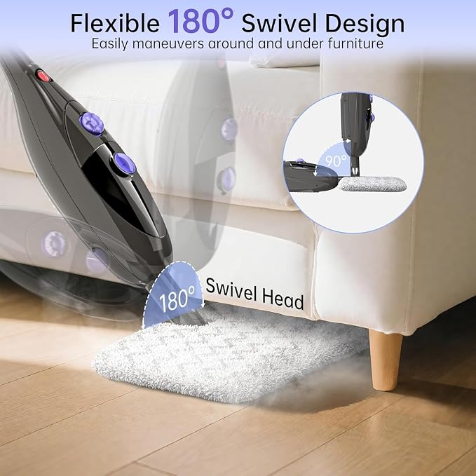 Steam Mop,12 in 1 Steam Cleaner for Home,15s Fast Heat-Up Steam Mops for Floor Cleaning with 180° Adjustable Mop Head,Detachable Handheld Steamer for Hardwood,Tile,Carpet, Clothes,Windows & Furniture