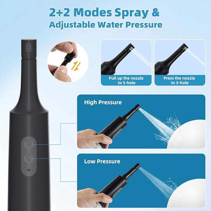 Hibbent Portable Bidet for Travel, High Pressure Electric Handheld Bidet Sprayer, 350-550ML Expandable Bottle for Personal Hygiene, USB-C Rechargeable Waterproof, Travel Sprayer for Women & Men, Black