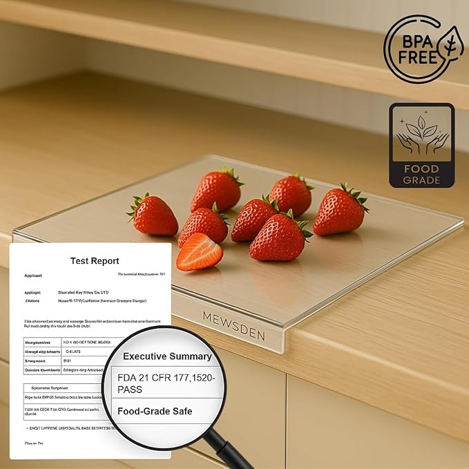 Acrylic Cutting Board with Juice Groove, Clear Cutting Board with Counter Lip, Cutting Boards for Countertop Protector, Non-Slip Dough Mat, Kitchen Decor Gadgets House Warming Gifts(20"x16")