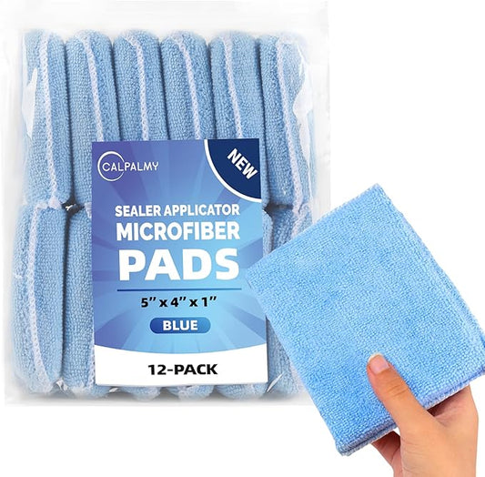 (12-Pack) Professional Microfiber Sealer Applicator Pad – The Perfect Tool to Apply Sealer to All Natural Stone and Tile Like Marble, Granite, Concrete & Slate (Blue)