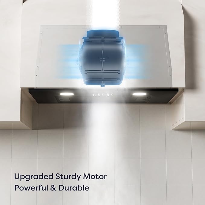 CIARRA Insert Range Hood 20 inch with Push Button Control 650 CFM Black Range Hood Vent with 3 Speed Exhaust Fan CIARRA CAB52913E (Black, 20 Inch)