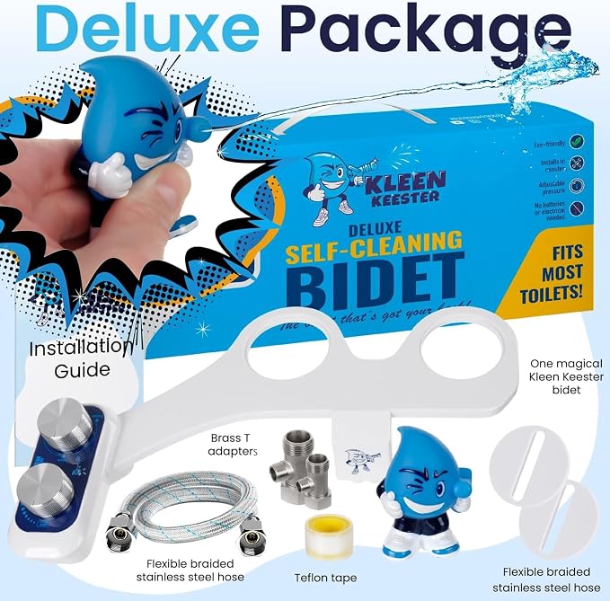 RV BIDET by KLEEN KEESTER - Dual Self Cleaning Nozzles, Front & Rear Cleaning, Non Electric Ultra-Thin Toilet Seat Attachment - Home Kit Included