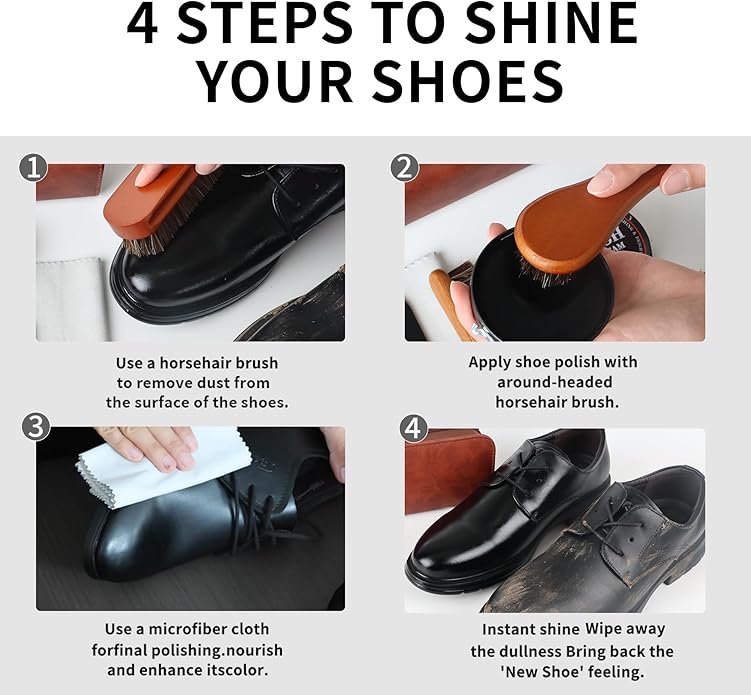Black Brown Shoe Polish Kit Saddle Soap Mink Oil Leather Boot Shoe Shine Kit Conditioner Cream Wax Care Clearner Set