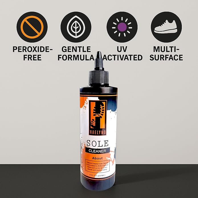 No Burn Shoe and Sole Cleaner| Organic Sneaker Cleaner & Sole Whitener for Sneakers | White Shoe Sole Cleaner & Sneaker Stain Remover | Safe on Mesh, Suede & Leather | 8oz Bottle