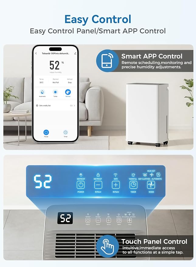 2500 Sq.Ft Dehumidifier for Basement with Drain Hose, Update 35 Pint Large Best Compressor Dehumidifiers for Home or Garage, Smart Humidity Control, 24H Timer & Child Lock, Ideal for Rooms