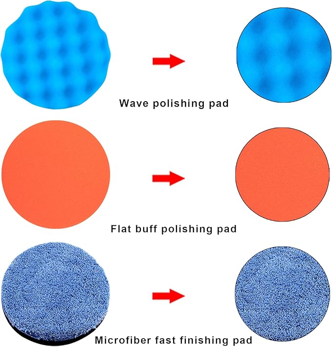 SIQUK 16 Pieces Buffing Pads 6 Inch Car Polishing Pad Kit Foam Polish Pads Wax Buffer Polisher Attachment for Drill