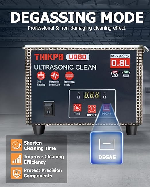 0.8L Ultrasonic Fuel Injector Cleaner with Digital Timer, 40KHZ Professional Cleaner Machine for Automotive Fuel Injector,Jewelry Eyeglasses Dental Instruments Rings Diamond Parts Circuit ect
