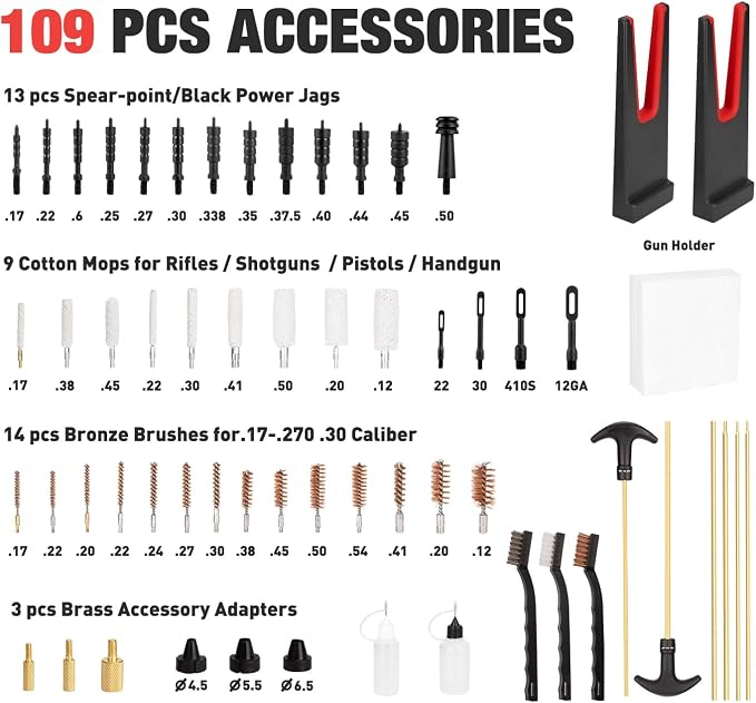 Universal Gun Cleaning Kit for All Caliber Compatible with Pistol Rifle Handgun Shotgun Hunting with Cleaning Stand，Gifts for Men, Dad, Husband