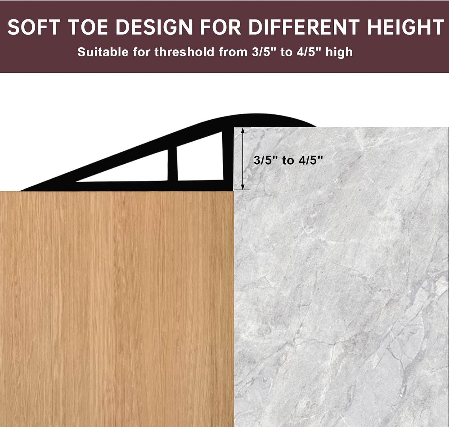 Vinyl Door Threshold Flooring Transition Strip Self Adhesive Carpet Edging Strip for Laminate Doorway Edge Threshold from 3/5" to 4/5" (Coffee, 10 Ft)