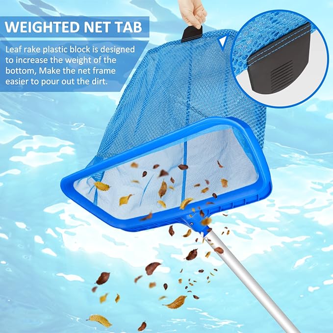 Poolvio Double-Layer Pool Rake & 13.5'' Pool Skimmer Net