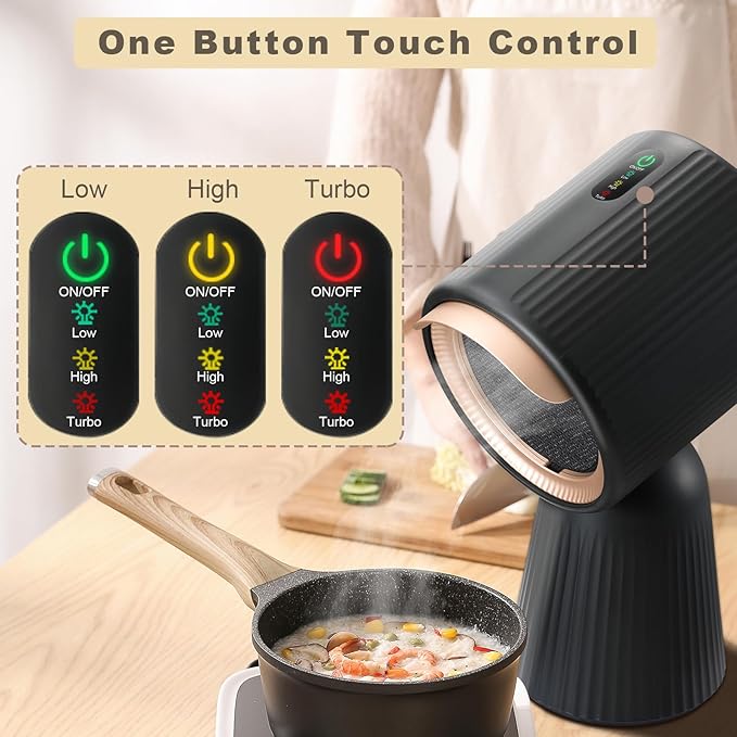 Portable Range Hood, Desktop Range Hood w/ 3 Wind Speed, One Button Control, Portable Kitchen Exhaust Fan with Detachable Filters, Kitchen Hood for Indoor BBQ, Hot Pot