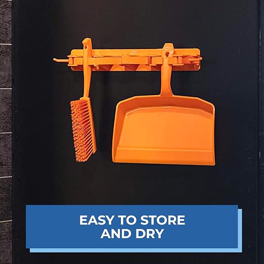 Vikan 45897 Bench Cleaning Brush, Polypropylene/Polyester Medium Bristle Dustpan Brush & Sweeper, 14 Inch, Orange