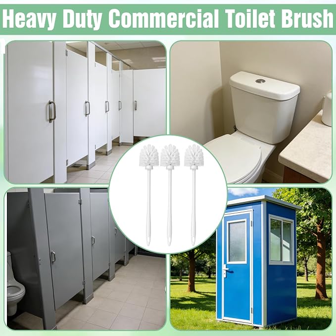 20 Pcs Toilet Bowl Brush, 14.2 Inch Heavy Duty Commercial Toilet Brush with Plastic Handle - White Bathroom Cleaning Scrubber Brushes Bulk