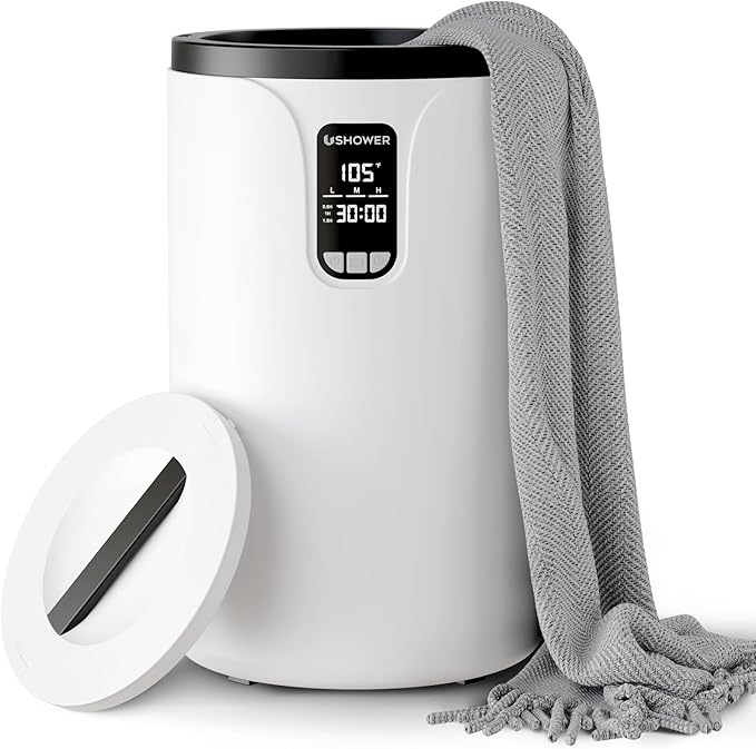 USHOWER Towel Warmers for Bathroom, 20L Large Towel Warmer Bucket for Spa, LCD Screen Display Time, Temperature, Auto Shut-Off Towel Heater Fits Two 40"x70" Oversized Towels, Blankets, Bathrobes, PJ’s