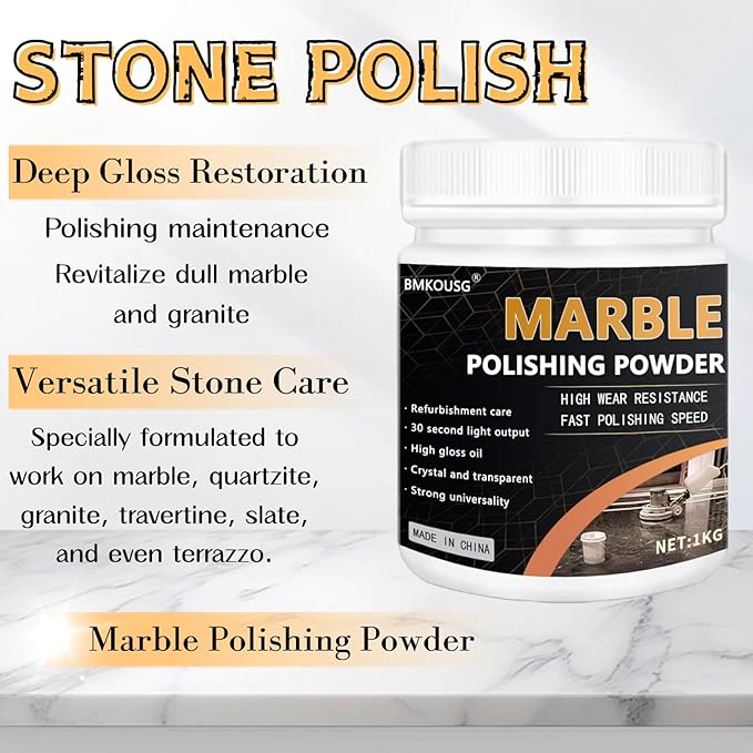 Marble Polishing Powder - Suitable for all kinds of stone polishing - Marble polishing treatment for restoring shine (5kg)