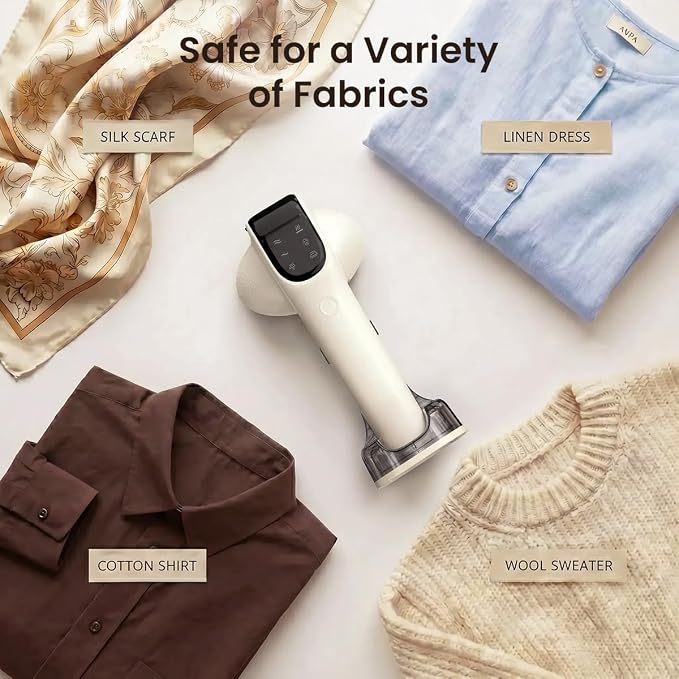 86lux Vacuum Steamer for Clothes, 3800Pa Portable Handheld Garment Steamer with 340ml Large Water Tank, Fast Heat-Up 2-in-1 Steam Iron Wrinkle Remover for Travel, Shirts & Delicates,Beige