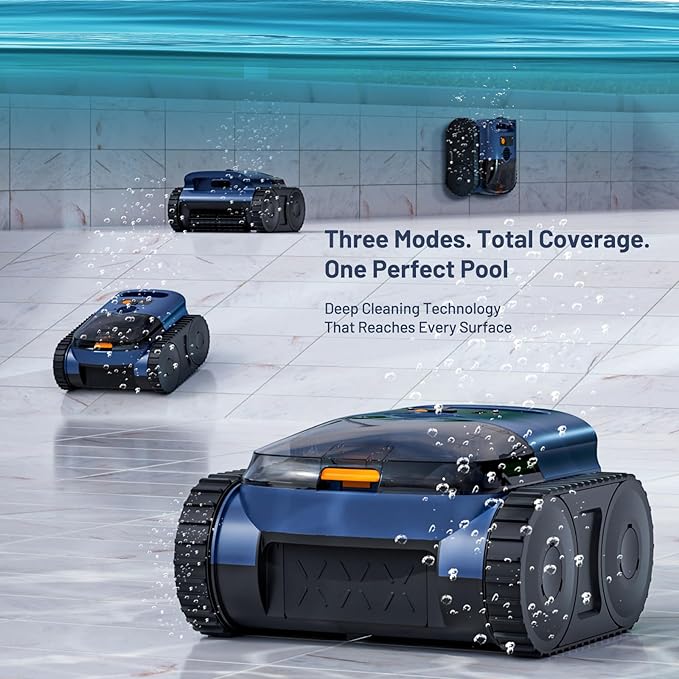 (2026 Upgrade) SAT 25 Cordless Robotic Pool Vacuum, AI Sonar Navigation, 180 Mins Runtime, Wall Climbing Auto Cleaner for Inground Pools - Not Fit for Pools with Sharp Steps or Raised Floor Drains