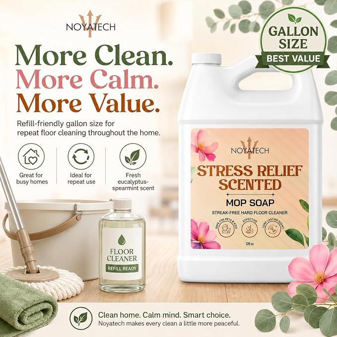 NOYATECH Floor Cleaner Concentrate Gallon - Hardwood, Tile & Stone - Mop Soap All Types - Non-Toxic, Pet & Kid Safe - Made in USA