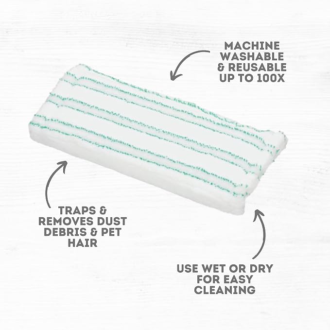 Quick Shine 2 Pack Smart Combo & Sustainable Hard Surface Floor Mop Refill Mop Pad Cover, 12" W x 6" D x 1/2" Thick