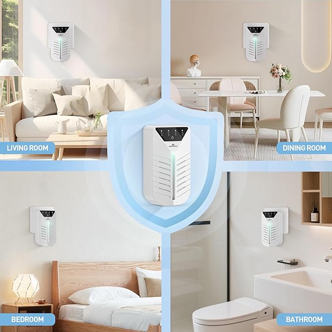 Cat Litter Deodorizer with Activated Charcoal, Air Ionizers for Home, HEPA Plug In Negative Ion Generator for Small Spaces, Bathroom, Office, Pet Odor Eliminator for Smoke, Dust and Pet Odors